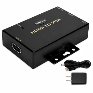 HDMI to VGA Converter with Audio, 1080P Active HDMI Source to VGA Display Adapter, DC 5V Powered, 3.5mm Audio Output, One-Way HDMI to VGA Converter for Monitor and Projector HDMI to VGA Converter with Audio, 1080P Active HDMI Source to VGA Display Adapter, DC 5V Powered, 3.5mm Audio Output, One-Way HDMI to VGA Converter for Monitor and Projector