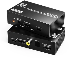 HDMI Audio Extractor eARC 4K 60Hz 7.1CH HDCP2.3 SPDIF Coax 3.5mm | eARC/ARC audio return, 4-mode TV/2.0/5.1/7.1 switch, optical SPDIF/coax/3.5mm out, Dolby Atmos/DTS:X, HDR10, 18Gbps HDMI Audio Extractor eARC 4K 60Hz 7.1CH HDCP2.3 SPDIF Coax 3.5mm | eARC/ARC audio return, 4-mode TV/2.0/5.1/7.1 switch, optical SPDIF/coax/3.5mm out, Dolby Atmos/DTS:X, HDR10, 18Gbps