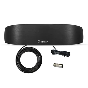 Antop FM Radio Antenna, Multi-Directional Indoor FM Telescopic Antenna 75 Ohm, with Amplifier Signal Booster, Design for FM Radio Home Stereo Receiver