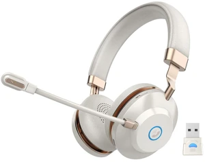 Wireless Headset with Mic for Work, V5.3 Bluetooth Headset for PC | ENC Noise-canceling Microphone, One-Touch Mute & USB Dongle, 45H Wireless Headphones with Mic for Home/Office/Call Center Wireless Headset with Mic for Work, V5.3 Bluetooth Headset for PC | ENC Noise-canceling Microphone, One-Touch Mute & USB Dongle, 45H Wireless Headphones with Mic for Home/Office/Call Center