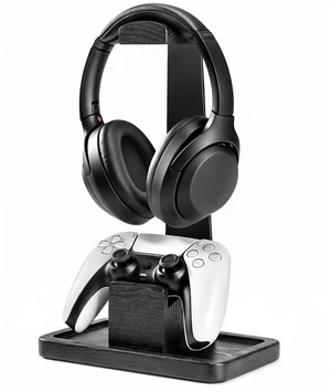 Solid Wood Metal Headphone Stand with Modular Controller Holder for Desk | Gaming Headset Holder with Pen Cup Storage, Controller Stand Fits PS5 Xbox, AirPods Max, for Husband, Boyfriend, Son Solid Wood Metal Headphone Stand with Modular Controller Holder for Desk | Gaming Headset Holder with Pen Cup Storage, Controller Stand Fits PS5 Xbox, AirPods Max, for Husband, Boyfriend, Son