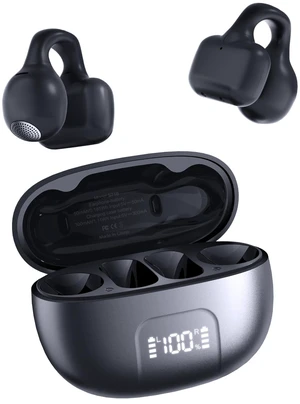 Clip On Earbuds,Open Ear Headphones Mini Bone Conduction Headphones (Black) | IPX6 Waterproof Bluetooth Earbuds, Bluetooth 5.4 Ear Clip Earphones for Running Walking, Workout Clip On Earbuds,Open Ear Headphones Mini Bone Conduction Headphones (Black) | IPX6 Waterproof Bluetooth Earbuds, Bluetooth 5.4 Ear Clip Earphones for Running Walking, Workout