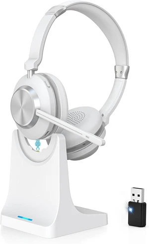 Wireless Headset with Mic for Work, Bluetooth Headset with Microphone. | Featuring AI Noise Canceling Microphone and Mute Button,Includes USB Dongle & Charging Dock for PC,Phones,Call Center,Teams Wireless Headset with Mic for Work, Bluetooth Headset with Microphone. | Featuring AI Noise Canceling Microphone and Mute Button,Includes USB Dongle & Charging Dock for PC,Phones,Call Center,Teams