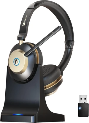 5.3 Bluetooth Headset, Wireless Headset with Noise Canceling Mic & USB Dongle, 50Hrs Wireless Headphones with Mic Mute & Charge Dock, for Calls, Perfect for PC, Laptop, Phone, Teams and Zoom 5.3 Bluetooth Headset, Wireless Headset with Noise Canceling Mic & USB Dongle, 50Hrs Wireless Headphones with Mic Mute & Charge Dock, for Calls, Perfect for PC, Laptop, Phone, Teams and Zoom