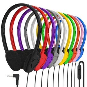 Bulk Classroom Headphones with Microphone 10 Pack Multicolor Wired On-Ear Headsets, Adjustable 3.5mm Plug, Individually Wrapped for Schools, Libraries & Labs Bulk Classroom Headphones with Microphone 10 Pack Multicolor Wired On-Ear Headsets, Adjustable 3.5mm Plug, Individually Wrapped for Schools, Libraries & Labs