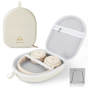 Headphone Case Super-Slim PU Hard Shell for Sony/Bose/Soundcore Anker/BERIBES/KVIDIO/TOZO/JLab Over-Ear Headphones, Universal Travel Portable Bag with Adhesive Hook,Beige Headphone Case Super-Slim PU Hard Shell for Sony/Bose/Soundcore Anker/BERIBES/KVIDIO/TOZO/JLab Over-Ear Headphones, Universal Travel Portable Bag with Adhesive Hook,Beige