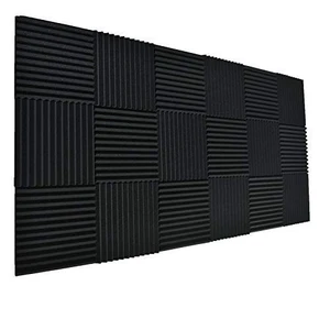 24 Pack Black 1" x 12" x 12" Acoustic Wedge Studio Foam Sound Absorption Wall Panels (24pack-black)