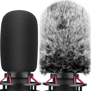 Pop Filter for Hyperx Quadcast s, Mic Foam Cover+Furry Wind Muff Compatible with Hyperx Quadcast s Microphone Pop Filter Windscreen Cover for Indoor/Outdoor Use,Combo 2Pack Pop Filter for Hyperx Quadcast s, Mic Foam Cover+Furry Wind Muff Compatible with Hyperx Quadcast s Microphone Pop Filter Windscreen Cover for Indoor/Outdoor Use,Combo 2Pack