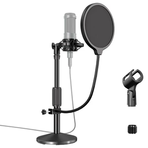 Desktop Microphone Stand,Adjustable Height Mic Stand with Pop Filter Shock Mount Mic Clip 3/8" to 5/8" Adapter,Compatible with AT2020|AT2035|AT2040|QuadCast S|Razer Seiren X| Blue Snowball |Shure Desktop Microphone Stand,Adjustable Height Mic Stand with Pop Filter Shock Mount Mic Clip 3/8" to 5/8" Adapter,Compatible with AT2020|AT2035|AT2040|QuadCast S|Razer Seiren X| Blue Snowball |Shure