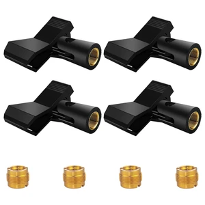 4 Pack Universal Adjustable Mic Clips for Stands, Wireless Microphone Holder with 5/8 to 3/8 Inch Adapter, 180° Adjustable Knob, Secure Clamp for Mic Stands 4 Pack Universal Adjustable Mic Clips for Stands, Wireless Microphone Holder with 5/8 to 3/8 Inch Adapter, 180° Adjustable Knob, Secure Clamp for Mic Stands