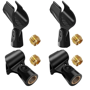 Universal Microphone Clip Holder with 5/8" Male to 3/8" Female Screw Adapter Suitable for Handheld Microphones, 4 Pack Universal Microphone Clip Holder with 5/8" Male to 3/8" Female Screw Adapter Suitable for Handheld Microphones, 4 Pack
