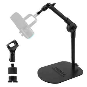 Desk Microphone Stand Weighted Base Mic Holder for Podcast Stream Recording | Steel base load 2.2lb. 3/8" 5/8" 1/4" Adapters. Adjustable Dual pivot 180° angle.Non-slip pads. Desk Microphone Stand Weighted Base Mic Holder for Podcast Stream Recording | Steel base load 2.2lb. 3/8" 5/8" 1/4" Adapters. Adjustable Dual pivot 180° angle.Non-slip pads.