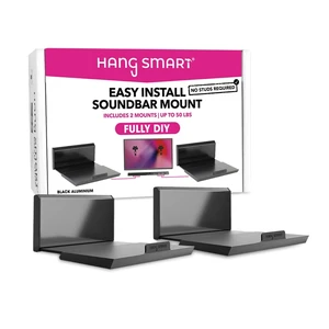 Soundbar Mount NO Stud & NO Drill Easy Install, DIY Universal Sound Bar Wall Mount Bracket, Holds up to 50LBS, Adjustable fits Most Soundbars. (Black) Soundbar Mount NO Stud & NO Drill Easy Install, DIY Universal Sound Bar Wall Mount Bracket, Holds up to 50LBS, Adjustable fits Most Soundbars. (Black)