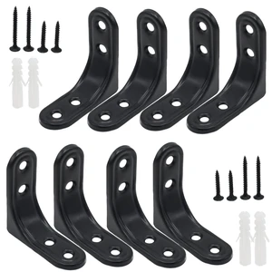 8-Pack Heavy Duty L Brackets with Screws Black 2 Inch for Shelves | 90 degree right angle support, wood cabinet wall mount, triangle brace design, easy screw-in install, small corner hardware 8-Pack Heavy Duty L Brackets with Screws Black 2 Inch for Shelves | 90 degree right angle support, wood cabinet wall mount, triangle brace design, easy screw-in install, small corner hardware