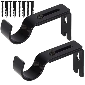 Adjustable Curtain Rod Brackets, 1 Inch Curtain Rod Holder for 2 Pack Black | Metal curtain rod bracket with extends 3.544.7 in from wall. Ideal for curtains, drapes, door curtain, layered blinds Adjustable Curtain Rod Brackets, 1 Inch Curtain Rod Holder for 2 Pack Black | Metal curtain rod bracket with extends 3.544.7 in from wall. Ideal for curtains, drapes, door curtain, layered blinds