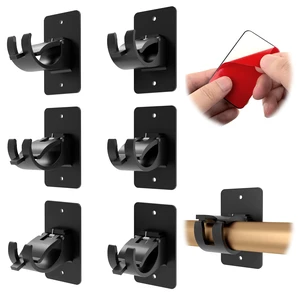 6-Pack Curtain Bracket Holders, Universal Self-Adhesive Wall Mounts, Fits 0.6'' to 1.5'' Rods, Black 6-Pack Curtain Bracket Holders, Universal Self-Adhesive Wall Mounts, Fits 0.6'' to 1.5'' Rods, Black