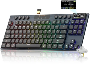 Immersion A3 Low Profile Wireless Mechanical Keyboard, Clicky | Bluetooth 5.0/2.4GHz/USB C, Hot Swappable, RGB Backlit, TFT Screen, 5800mAh Battery, Aluminum, for PC/MAC Immersion A3 Low Profile Wireless Mechanical Keyboard, Clicky | Bluetooth 5.0/2.4GHz/USB C, Hot Swappable, RGB Backlit, TFT Screen, 5800mAh Battery, Aluminum, for PC/MAC
