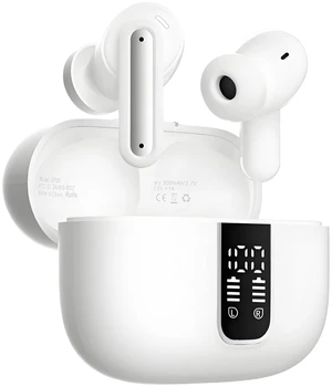 Wireless Earbuds, Bluetooth 5.4 Headphones Bass Stereo, Ear Buds with Noise Cancelling Mic, LED Display in Ear Earphones Clear Calls, IP7 Waterproof Bluetooth Earbuds for Phones/Sports/Laptop, White Wireless Earbuds, Bluetooth 5.4 Headphones Bass Stereo, Ear Buds with Noise Cancelling Mic, LED Display in Ear Earphones Clear Calls, IP7 Waterproof Bluetooth Earbuds for Phones/Sports/Laptop, White