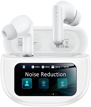 Wireless Earbuds with Smart Touchscreen Case, AI Noise Cancelling Ear Buds | Bluetooth 6.0, 40H Playtime Stereo Headphones, 2 Mics for Clear Calls, Touch Control, IPX7, for iPhone/Android, Work White Wireless Earbuds with Smart Touchscreen Case, AI Noise Cancelling Ear Buds | Bluetooth 6.0, 40H Playtime Stereo Headphones, 2 Mics for Clear Calls, Touch Control, IPX7, for iPhone/Android, Work White