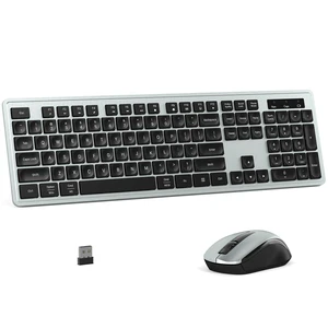 Wireless Keyboard and Mouse Combo for PC and Laptop (Gray) | Full-Size 104-Key Office Keyboard with 15 Function Keys, Numeric Keypad, Single USB Receiver Wireless Keyboard and Mouse Combo for PC and Laptop (Gray) | Full-Size 104-Key Office Keyboard with 15 Function Keys, Numeric Keypad, Single USB Receiver