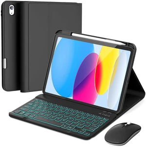 for iPad 11th (A16)/10th Generation Keyboard Case & Mouse Combo | Detachable Wireless Keyboard, 7-Color Backlight, Slim Case with Pencil Holder, USB-C Rechargeable, Black for iPad 11th (A16)/10th Generation Keyboard Case & Mouse Combo | Detachable Wireless Keyboard, 7-Color Backlight, Slim Case with Pencil Holder, USB-C Rechargeable, Black