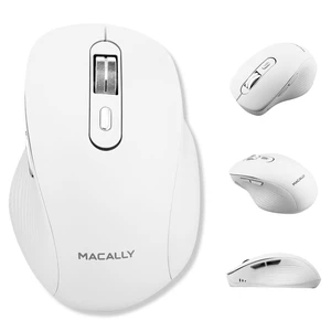 Bluetooth Wireless Mouse for Mac and PC - Pair 3 Devices - White | Contoured Ergonomic Shape, Semi-Silent Click Buttons, Rechargeable 400 mAh battery, 5 DPI Levels, Bluetooth for 3 Devices, Bluetooth Wireless Mouse for Mac and PC - Pair 3 Devices - White | Contoured Ergonomic Shape, Semi-Silent Click Buttons, Rechargeable 400 mAh battery, 5 DPI Levels, Bluetooth for 3 Devices,