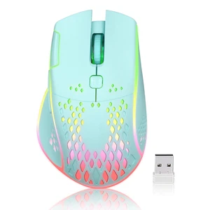 Wireless Gaming Mouse, C30 Silent Click Wireless Rechargeable Gaming Mouse with Double-Click Key and Colorful LED Lights, 3 Level Adjustable DPI for Gaming and Working (Blue) Wireless Gaming Mouse, C30 Silent Click Wireless Rechargeable Gaming Mouse with Double-Click Key and Colorful LED Lights, 3 Level Adjustable DPI for Gaming and Working (Blue)