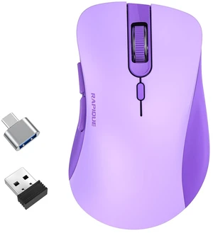 2.4G Wireless Mouse,USB Receiver & Type-C Adapter,Purple | Quiet clicks,Low Power, Ergonomic Cordless Mouse for Laptop, PC, Desktop, MacBook, 3 Adjustable DPI Levels 2.4G Wireless Mouse,USB Receiver & Type-C Adapter,Purple | Quiet clicks,Low Power, Ergonomic Cordless Mouse for Laptop, PC, Desktop, MacBook, 3 Adjustable DPI Levels