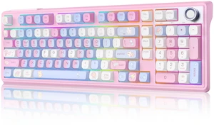 Compute Keyboard, Wireless Gaming Mechanical Creamy Keyboard Pink | Full Size Silent Keyboard with Knob & 4000mAh Battery, Pre-lubed Switches, PBT Keycaps, RGB Backlit Hot Swappable Keyboards Compute Keyboard, Wireless Gaming Mechanical Creamy Keyboard Pink | Full Size Silent Keyboard with Knob & 4000mAh Battery, Pre-lubed Switches, PBT Keycaps, RGB Backlit Hot Swappable Keyboards