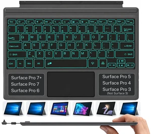 Microsoft Surface Pro Keyboard 3/4/5/6/7/7+ Bluetooth | Rechargeable Battery, Magnetic Attach, Ultra-Slim Lightweight, 7-Color LED Backlight, Built-In Pen Holder & Trackpad Microsoft Surface Pro Keyboard 3/4/5/6/7/7+ Bluetooth | Rechargeable Battery, Magnetic Attach, Ultra-Slim Lightweight, 7-Color LED Backlight, Built-In Pen Holder & Trackpad