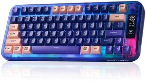 K75 75% Blue Keyboard Wireless,4000mAh Quiet Computer Keyboards w/Knob | LED Screen,Tri-Mode 2.4GHz/USB-C/BT5.0, No-Conflict Silent Membrane Keyboard w/4000mAh,Bluetooth Keyboard for MAC/Win K75 75% Blue Keyboard Wireless,4000mAh Quiet Computer Keyboards w/Knob | LED Screen,Tri-Mode 2.4GHz/USB-C/BT5.0, No-Conflict Silent Membrane Keyboard w/4000mAh,Bluetooth Keyboard for MAC/Win