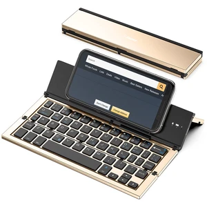Folding Bluetooth Keyboard, Wireless Foldable Keyboard with Portable Pocket Size, Aluminum Alloy Housing, Carrying Pouch, for iPad, iPhone, and More Tablets, and Smartphones(Gold) Folding Bluetooth Keyboard, Wireless Foldable Keyboard with Portable Pocket Size, Aluminum Alloy Housing, Carrying Pouch, for iPad, iPhone, and More Tablets, and Smartphones(Gold)