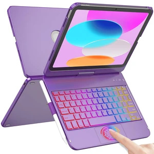 for iPad A16 11th Generation/10th Generation Case with Keyboard,Touch Keyboard for iPad 11" /10th Gen 10.9 inch 2022-10 Color Backlight, 360° Rotatable Protective Cover (Purple) for iPad A16 11th Generation/10th Generation Case with Keyboard,Touch Keyboard for iPad 11" /10th Gen 10.9 inch 2022-10 Color Backlight, 360° Rotatable Protective Cover (Purple)