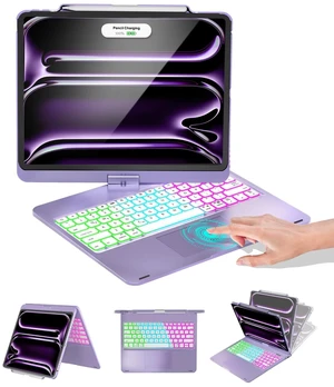 Keyboard Case for iPad Pro 13/Air 13/Pro 12.9, 360 Rotating, Purple | For iPad Pro 13(M5/M4), iPad Air 13, iPad Pro 12.9, Multi-touch Trackpad, 7 Modes, Adjustable Rainbow Backlit, Pencil Holder Keyboard Case for iPad Pro 13/Air 13/Pro 12.9, 360 Rotating, Purple | For iPad Pro 13(M5/M4), iPad Air 13, iPad Pro 12.9, Multi-touch Trackpad, 7 Modes, Adjustable Rainbow Backlit, Pencil Holder
