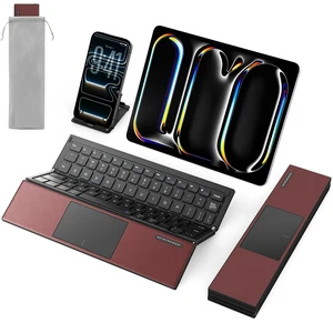 Z01T Portable Tri-Fold Bluetooth Keyboard with Touchpad, Full Size Keys, Wireless Folding Travel Keyboard, Multi-Device Rechargeable for iPad, iPhone, Android, Windows, Mac,Black and Wine Red Z01T Portable Tri-Fold Bluetooth Keyboard with Touchpad, Full Size Keys, Wireless Folding Travel Keyboard, Multi-Device Rechargeable for iPad, iPhone, Android, Windows, Mac,Black and Wine Red