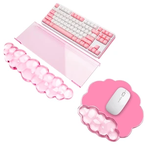 Keyboard Stand with Wrist Rest and Mouse Pad, Acrylic Keyboard Riser, Pink | Gel Cloud Keyboard Wrist Rest, Ergonomic Wrist Support, Non-Slip 3-in-1 Set, Typing Comfort for Home Office, Study and Keyboard Stand with Wrist Rest and Mouse Pad, Acrylic Keyboard Riser, Pink | Gel Cloud Keyboard Wrist Rest, Ergonomic Wrist Support, Non-Slip 3-in-1 Set, Typing Comfort for Home Office, Study and