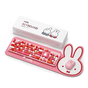 Miffy 104-Key Wireless Keyboard & Mouse Combo with Large Pink Desk Pad - Ergonomic Computer Accessories for Office/Home, Cute Kawaii Design - Pink Miffy 104-Key Wireless Keyboard & Mouse Combo with Large Pink Desk Pad - Ergonomic Computer Accessories for Office/Home, Cute Kawaii Design - Pink