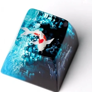 Koi Fish Navy and Black Pond Artisan Keycap, Resin Custom Keyboard Key Caps, for Cherry MX Mechanical Keyboard, Gift for Keyboard Lovers Koi Fish Navy and Black Pond Artisan Keycap, Resin Custom Keyboard Key Caps, for Cherry MX Mechanical Keyboard, Gift for Keyboard Lovers