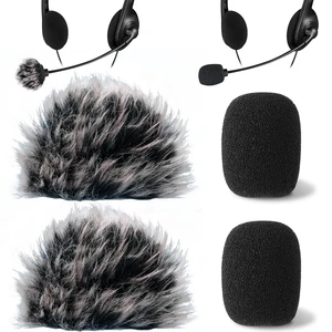 4Pcs Mini Foam Microphone WindscreensFurry Cover, Mic Headset Cover | Black High Density Lapel Microphone Windscreen for Lavalier Microphones Noise Reduction (2pcs Foam + 2pcs Furry) 4Pcs Mini Foam Microphone WindscreensFurry Cover, Mic Headset Cover | Black High Density Lapel Microphone Windscreen for Lavalier Microphones Noise Reduction (2pcs Foam + 2pcs Furry)