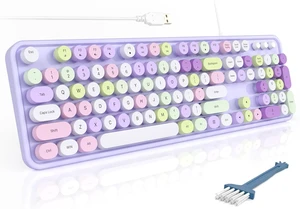 Computer Keyboards Wired, Plug Play USB Full Size Typewriter Keyboard, Cute Colorful Aesthetic Keyboard with Foldable Stands for Windows PC Laptop (Purple Gradient) Pale Purple Computer Keyboards Wired, Plug Play USB Full Size Typewriter Keyboard, Cute Colorful Aesthetic Keyboard with Foldable Stands for Windows PC Laptop (Purple Gradient) Pale Purple