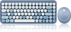 PERIDUO-713 Wireless Mini Keyboard and Mouse Combo, Retro Round Key Caps, Pastel Pink, US English Layout Blue PERIDUO-713 Wireless Mini Keyboard and Mouse Combo, Retro Round Key Caps, Pastel Pink, US English Layout Blue