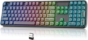 Wireless Computer Keyboard with RGB Backlit, Tri-Mode Bluetooth 5.0/USB-C/2.4GHz Gaming Keyboard, Full Size Layout, Ergonomic Curved Design for Windows Mac PC Gamers & Office Black Wireless Computer Keyboard with RGB Backlit, Tri-Mode Bluetooth 5.0/USB-C/2.4GHz Gaming Keyboard, Full Size Layout, Ergonomic Curved Design for Windows Mac PC Gamers & Office Black