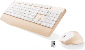 Ergonomic Wireless Keyboard and Mouse Combo, Claret | Computer Keyboard Mouse with Wrist Rest, BK Chipset, Full-Size Colorful, Power Button, USB Receiver for PC Laptop Khaki White Ergonomic Wireless Keyboard and Mouse Combo, Claret | Computer Keyboard Mouse with Wrist Rest, BK Chipset, Full-Size Colorful, Power Button, USB Receiver for PC Laptop Khaki White
