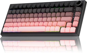 Cream 75% Hot-Swappable Mechanical Keyboard, Tri-Mode BT5.1 2.4G USB-C Wireless Bluetooth Gaming Keyboard, RGB Backlit 8000mAh Battery, Gradient PBT Keycaps for Windows Mac Pink Black Cream 75% Hot-Swappable Mechanical Keyboard, Tri-Mode BT5.1 2.4G USB-C Wireless Bluetooth Gaming Keyboard, RGB Backlit 8000mAh Battery, Gradient PBT Keycaps for Windows Mac Pink Black
