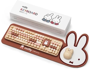 Miffy 104-Key Wireless Keyboard & Mouse Combo with Large Pink Desk Pad - Ergonomic Computer Accessories for Office/Home, Cute Kawaii Design - Pink brown Miffy 104-Key Wireless Keyboard & Mouse Combo with Large Pink Desk Pad - Ergonomic Computer Accessories for Office/Home, Cute Kawaii Design - Pink brown
