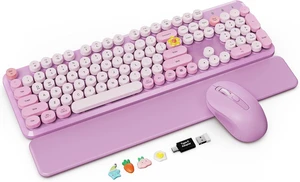 Wireless Keyboard Mouse Combo, Cream Latte, Round Keycaps, Tablet Holder | Full-Size Typewriter Style Keyboard, Tilt Legs, 3 DPI Mouse, Auto Sleep, 2.4GHz for MacOS, Windows PC, Laptop, Trueque CK13 Wireless Keyboard Mouse Combo, Cream Latte, Round Keycaps, Tablet Holder | Full-Size Typewriter Style Keyboard, Tilt Legs, 3 DPI Mouse, Auto Sleep, 2.4GHz for MacOS, Windows PC, Laptop, Trueque CK13