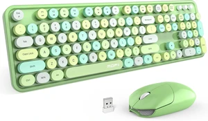 Wireless Keyboard and Mouse Combo, Retro Full Size Typewriter Keyboard with Number Pad and Sport Car Mouse for PC Computer Desktop Laptop Windows (Black Blue) Green Colorful Wireless Keyboard and Mouse Combo, Retro Full Size Typewriter Keyboard with Number Pad and Sport Car Mouse for PC Computer Desktop Laptop Windows (Black Blue) Green Colorful