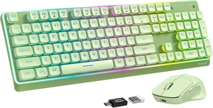 Wireless Keyboard and Mouse Combo, RGB Backlit, Pudding Keycaps, KM41max | 10 Lighting Effects, 4000mAh Battery, Rechargeable, Never-Fade Keycaps, Metal Panel, 2.4GHz Wireless, USB-C Adapter Wireless Keyboard and Mouse Combo, RGB Backlit, Pudding Keycaps, KM41max | 10 Lighting Effects, 4000mAh Battery, Rechargeable, Never-Fade Keycaps, Metal Panel, 2.4GHz Wireless, USB-C Adapter