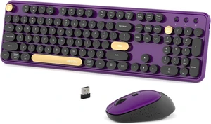 Colorful Wireless Computer Keyboards Mouse Combos (Black Brown) | UBOTIE Polychrome Round Keycaps Retro PC keyboards 2.4GHz Radio Frequency Connection With Optical Mouse Power Switch Black Purple Colorful Wireless Computer Keyboards Mouse Combos (Black Brown) | UBOTIE Polychrome Round Keycaps Retro PC keyboards 2.4GHz Radio Frequency Connection With Optical Mouse Power Switch Black Purple