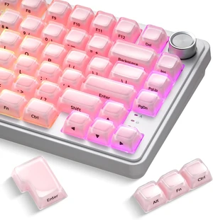 XVX Starry Side-Printed Translucent Black Crystal MDA Profile Keycap Set (Sparkle Finish), 122-Keys Double Shot PC+ABS for MX Switches & ANSI Layout Mechanical Keyboards-Black Pink XVX Starry Side-Printed Translucent Black Crystal MDA Profile Keycap Set (Sparkle Finish), 122-Keys Double Shot PC+ABS for MX Switches & ANSI Layout Mechanical Keyboards-Black Pink